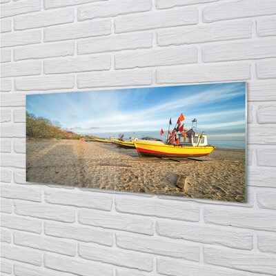 Quadro de vidro Barcos de praia de Gdańsk