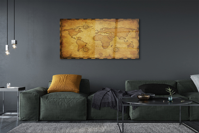 Quadro de vidro Mapa antigo, bordas queimadas
