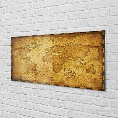 Quadro de vidro Mapa antigo, bordas queimadas