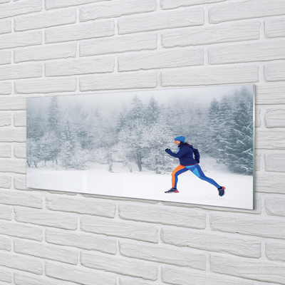Quadro de vidro Boneco de neve da floresta de inverno