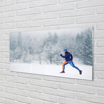 Quadro de vidro Boneco de neve da floresta de inverno
