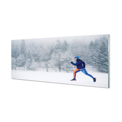 Quadro de vidro Boneco de neve da floresta de inverno