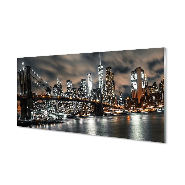 Pintura em vidro Panorama noturno da ponte