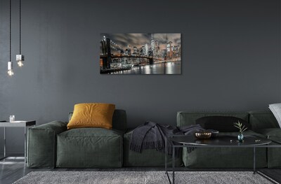 Pintura em vidro Panorama noturno da ponte