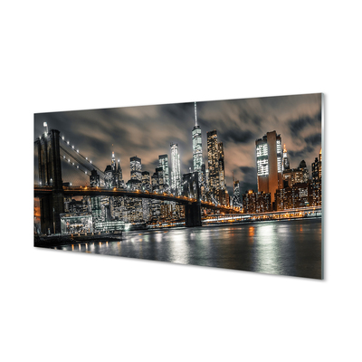 Pintura em vidro Panorama noturno da ponte