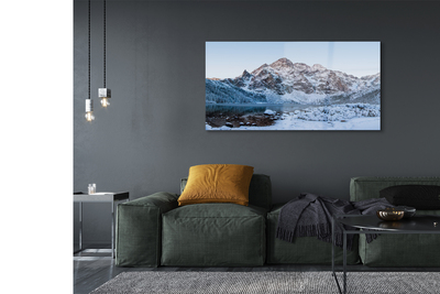 Pintura em vidro Lago de neve no inverno nas montanhas