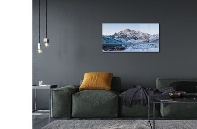 Pintura em vidro Lago de neve no inverno nas montanhas