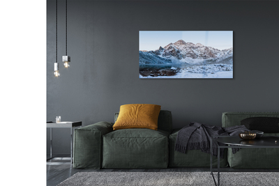 Pintura em vidro Lago de neve no inverno nas montanhas