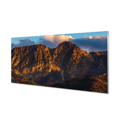 Quadro de vidro Pôr do sol na montanha