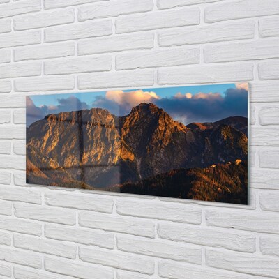 Quadro de vidro Pôr do sol na montanha