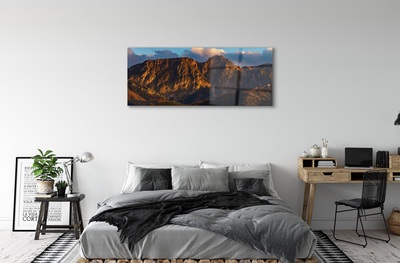 Quadro de vidro Pôr do sol na montanha
