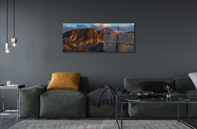 Quadro de vidro Pôr do sol na montanha