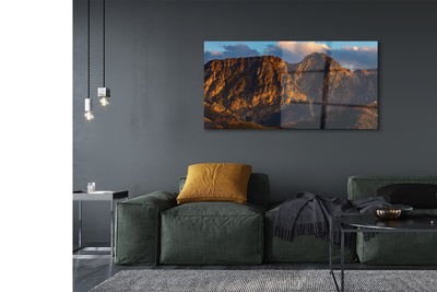 Quadro de vidro Pôr do sol na montanha