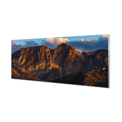 Quadro de vidro Pôr do sol na montanha