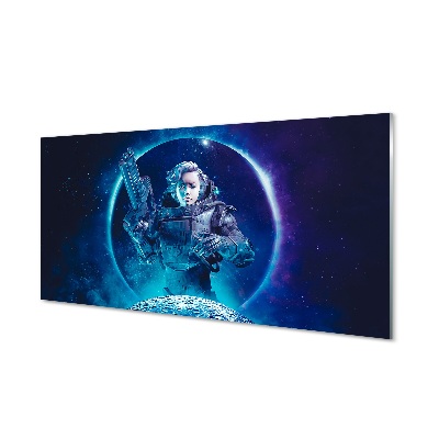 Quadro de vidro Mulher espacial lua