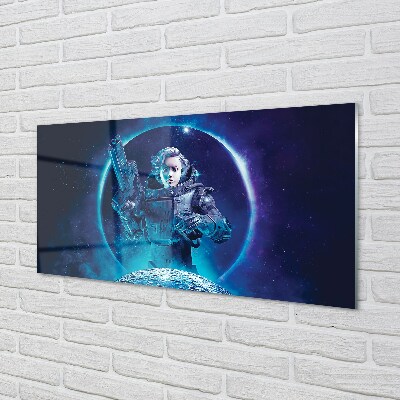 Quadro de vidro Mulher espacial lua