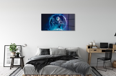Quadro de vidro Mulher espacial lua