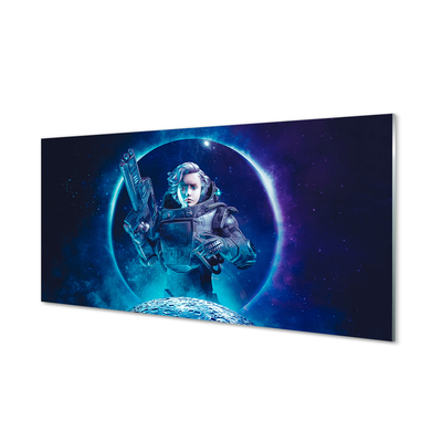 Quadro de vidro Mulher espacial lua
