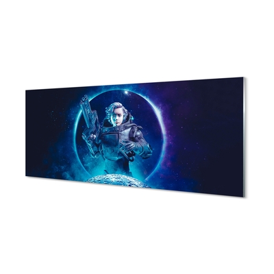 Quadro de vidro Mulher espacial lua