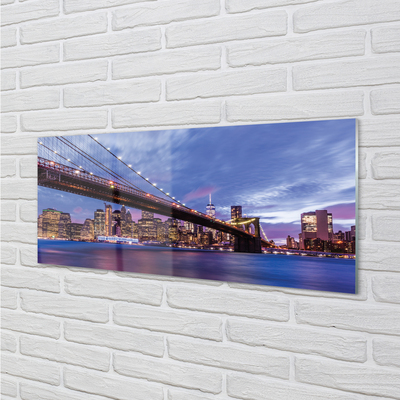 Quadro de vidro Ponte pôr do sol arranha-céus