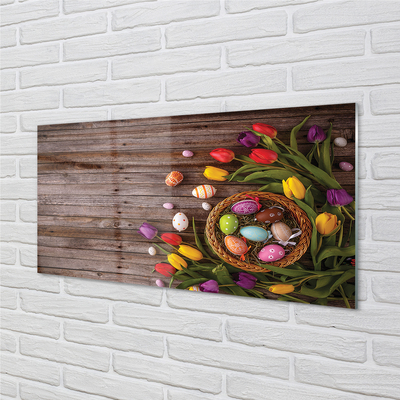 Pintura em vidro Ovos tulipas placas