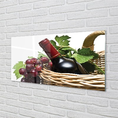Quadro de vidro Cesta de uvas e vinho