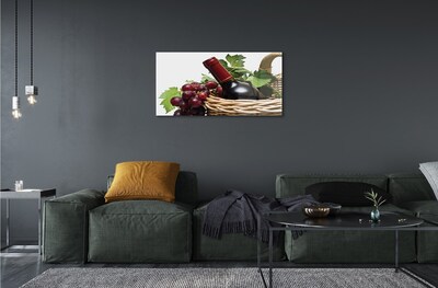 Quadro de vidro Cesta de uvas e vinho