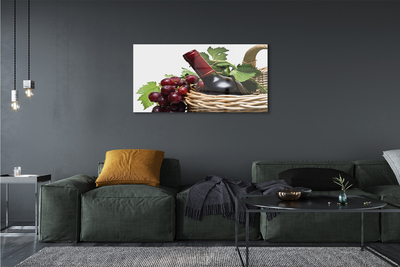 Quadro de vidro Cesta de uvas e vinho