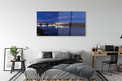 Quadro de vidro Estádio noturno da ponte do Rio Varsóvia