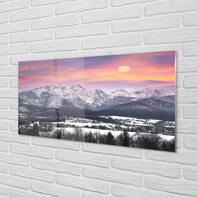 Pintura em vidro Montanhas neve de inverno