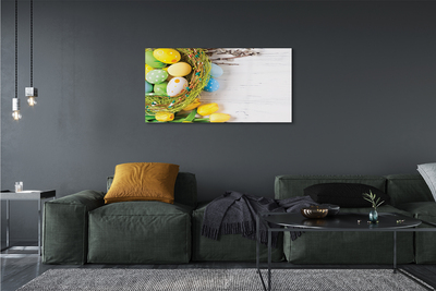 Pintura em vidro Ovos, amentilhos, tulipas