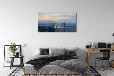 Pintura em vidro Panorama da Catedral da Itália à noite