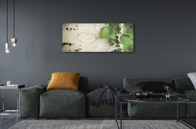 Quadro de vidro Coração de folhas de bétula