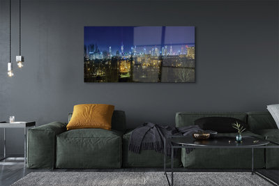 Pintura em vidro Panorama noturno de Varsóvia