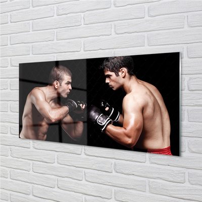 Quadro de vidro Pessoas lutam com luvas