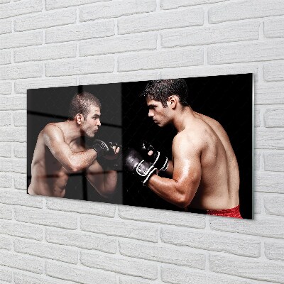 Quadro de vidro Pessoas lutam com luvas