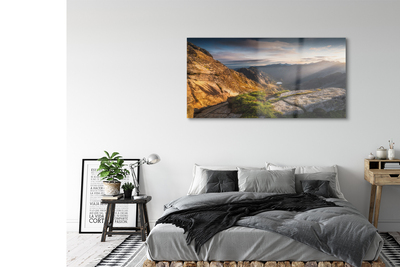 Quadro de vidro Nascer do sol na montanha