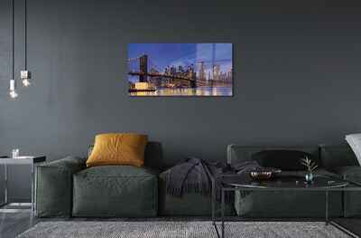 Quadro de vidro Panorama do pôr do sol da ponte