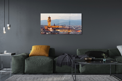 Quadro de vidro Panorama do pôr do sol do castelo da Itália