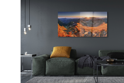 Quadro de vidro Pôr do sol na montanha