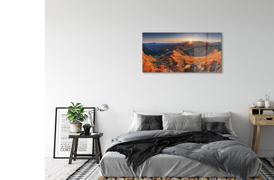 Quadro de vidro Pôr do sol na montanha