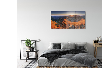 Quadro de vidro Pôr do sol na montanha