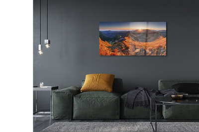Quadro de vidro Pôr do sol na montanha