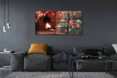 Quadro de vidro Enfeites de árvore de Natal, luzes, presentes