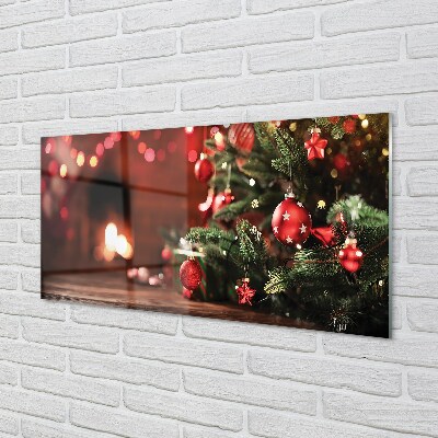 Quadro de vidro Enfeites de árvore de Natal, luzes, presentes
