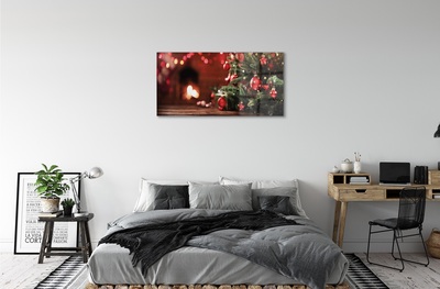 Quadro de vidro Enfeites de árvore de Natal, luzes, presentes