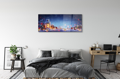 Pintura em vidro Lanterna de galhos de neve