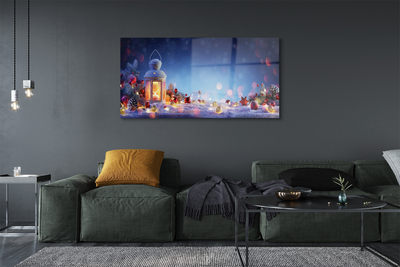 Pintura em vidro Lanterna de galhos de neve