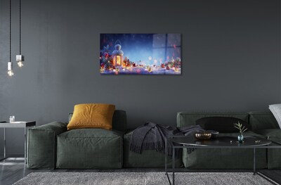 Pintura em vidro Lanterna de galhos de neve