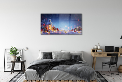 Pintura em vidro Lanterna de galhos de neve